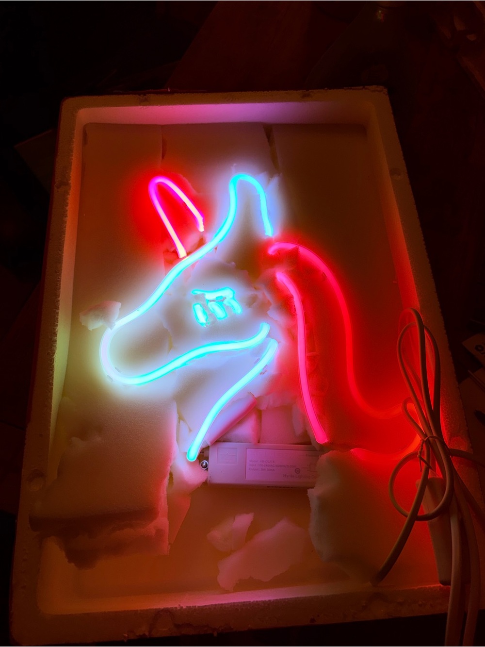 Neon Unicorn Wall Art Sign — Hot Pink & Aqua